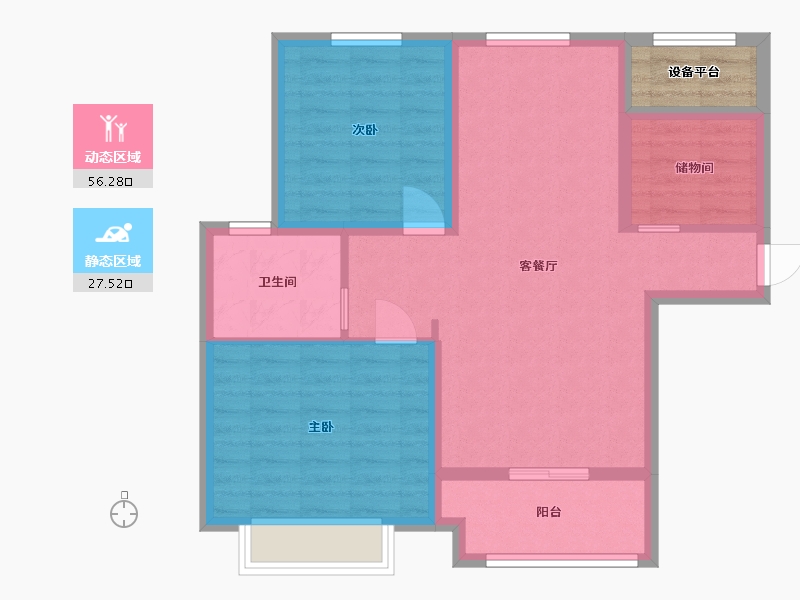 江苏省-苏州市-滨江裕花园13号楼,16号楼94㎡-77.82-户型库-动静分区