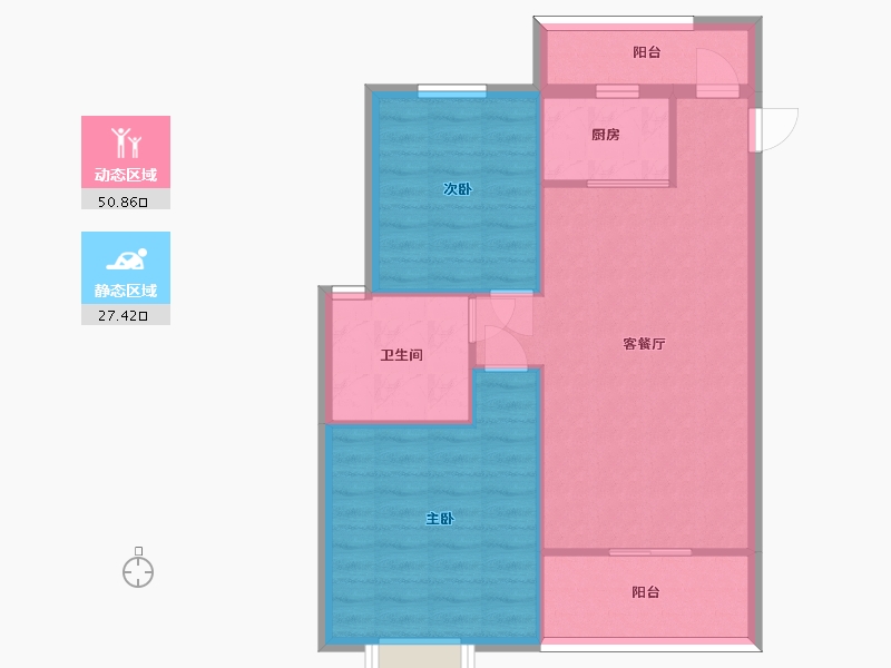 江苏省-苏州市-滨江裕花园10,11,13楼,16楼89㎡-71.01-户型库-动静分区