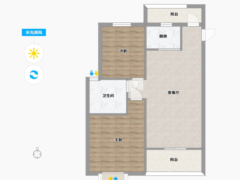 江苏省-苏州市-滨江裕花园10,11,13楼,16楼89㎡-71.01-户型库-采光通风