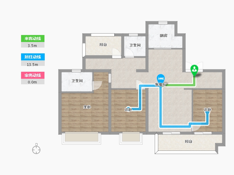 江苏省-苏州市-铂翠天第5栋B户型125m²-100.45-户型库-动静线