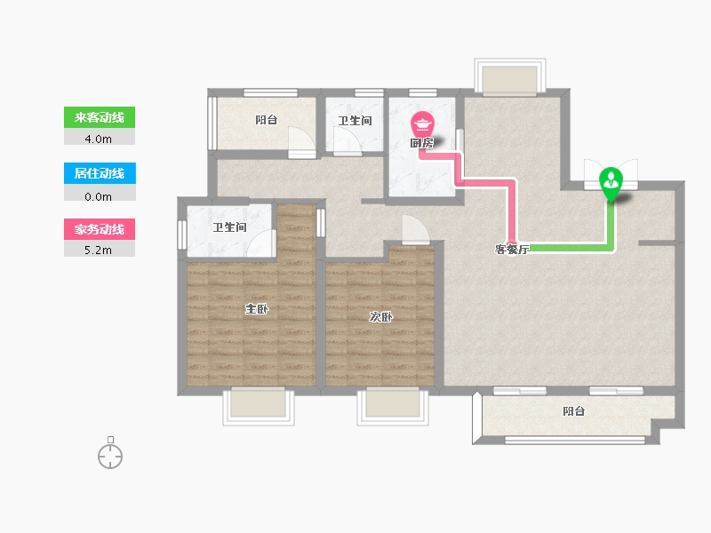 江苏省-苏州市-铂翠天第E户型126m²-100.27-户型库-动静线