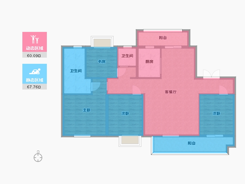 江苏省-苏州市-铂翠天第8栋C户型143m²-115.20-户型库-动静分区