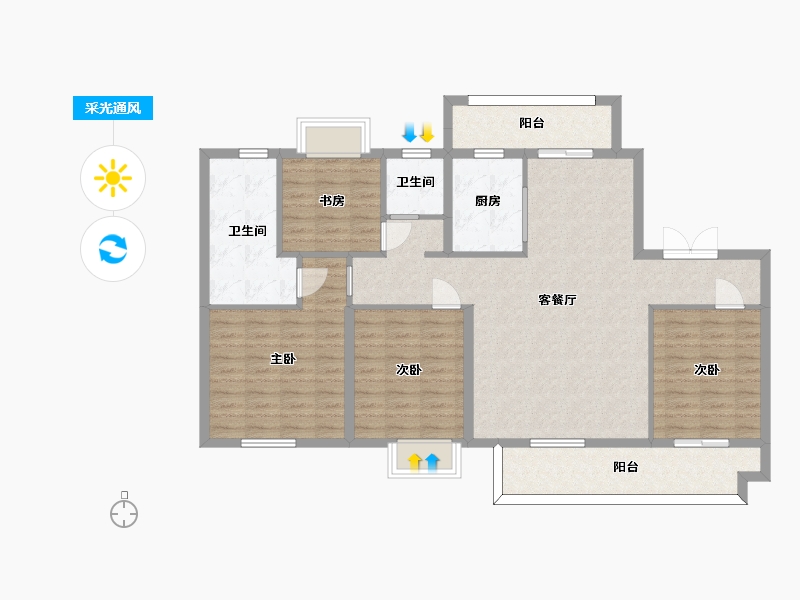 江苏省-苏州市-铂翠天第8栋C户型143m²-115.20-户型库-采光通风