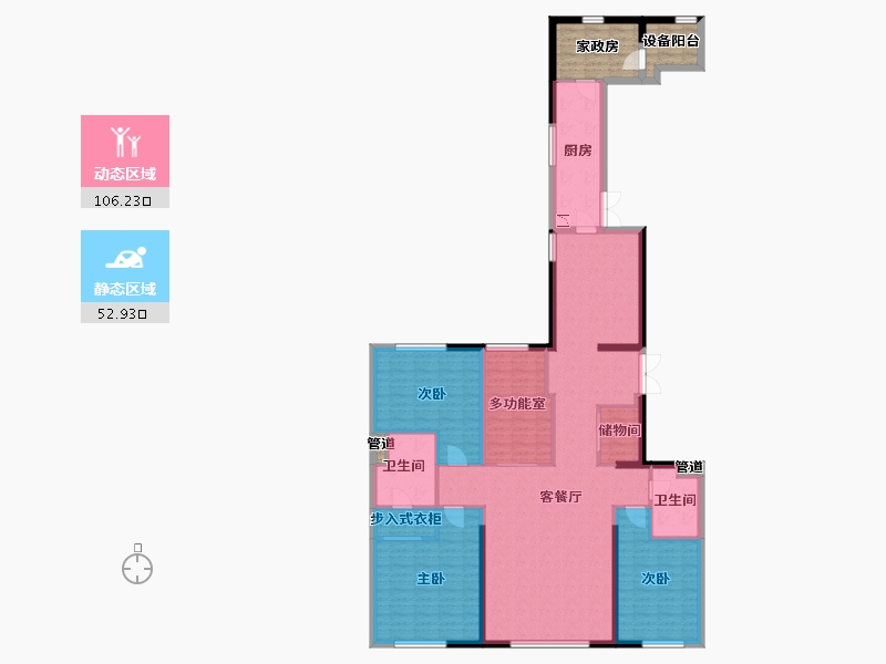 辽宁省-沈阳市-宝能GFC青年大街268-4号（T4号楼）230m²-155.66-户型库-动静分区