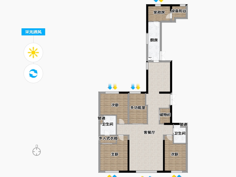 辽宁省-沈阳市-宝能GFC青年大街268-4号（T4号楼）230m²-155.66-户型库-采光通风