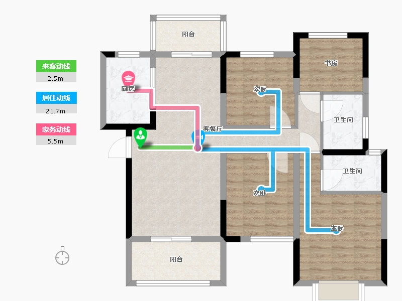 湖南省-长沙市-保利恒伟时光印象B12栋,B8栋建面124m²-99.21-户型库-动静线