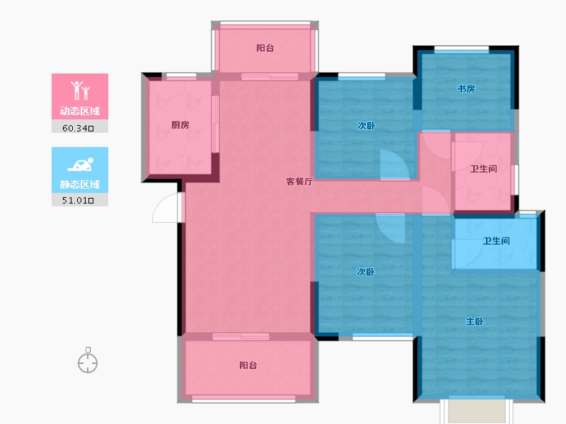 湖南省-长沙市-保利恒伟时光印象B12栋,B8栋建面124m²-99.21-户型库-动静分区