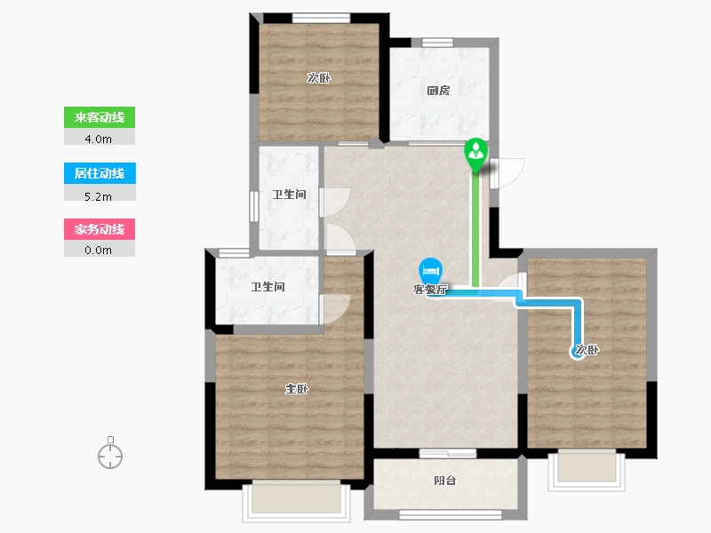 江苏省-苏州市-朗悦花园朗璟1号楼,2号楼,7号楼114m²-90.81-户型库-动静线