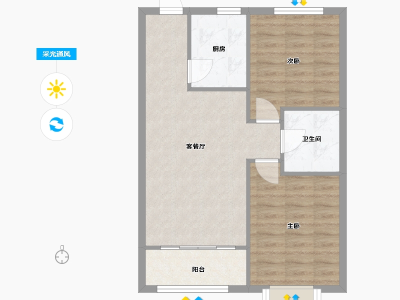 辽宁省-沈阳市-保利达翠堤湾75㎡户型75m²-58.09-户型库-采光通风