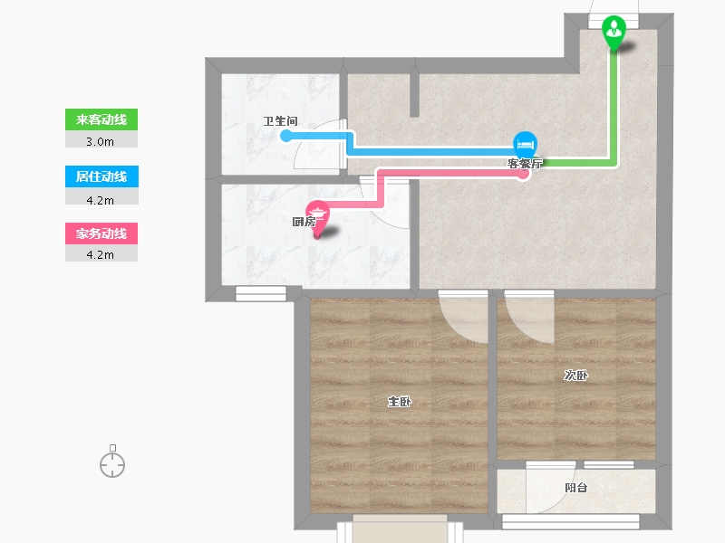 辽宁省-沈阳市-保利达翠堤湾59㎡户型59m²-42.07-户型库-动静线