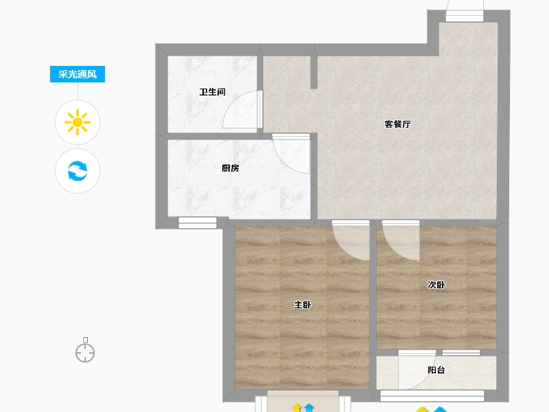 辽宁省-沈阳市-保利达翠堤湾59㎡户型59m²-42.07-户型库-采光通风