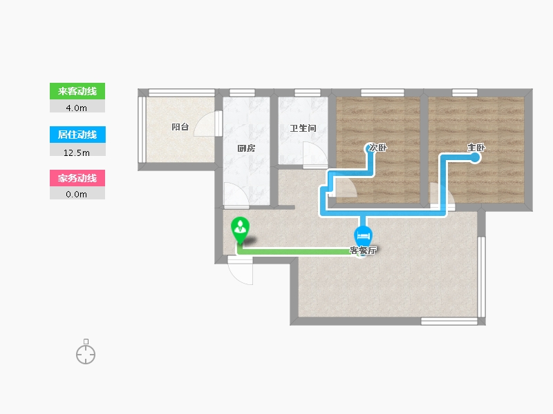 辽宁省-沈阳市-保利达翠堤湾69㎡户型69m²-56.22-户型库-动静线