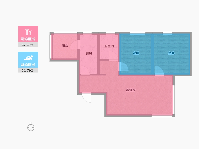 辽宁省-沈阳市-保利达翠堤湾69㎡户型69m²-56.22-户型库-动静分区