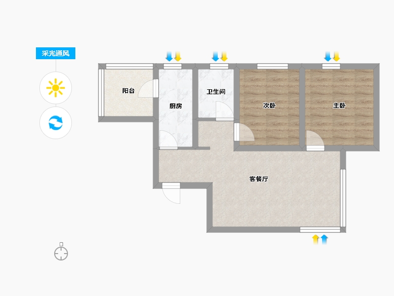 辽宁省-沈阳市-保利达翠堤湾69㎡户型69m²-56.22-户型库-采光通风