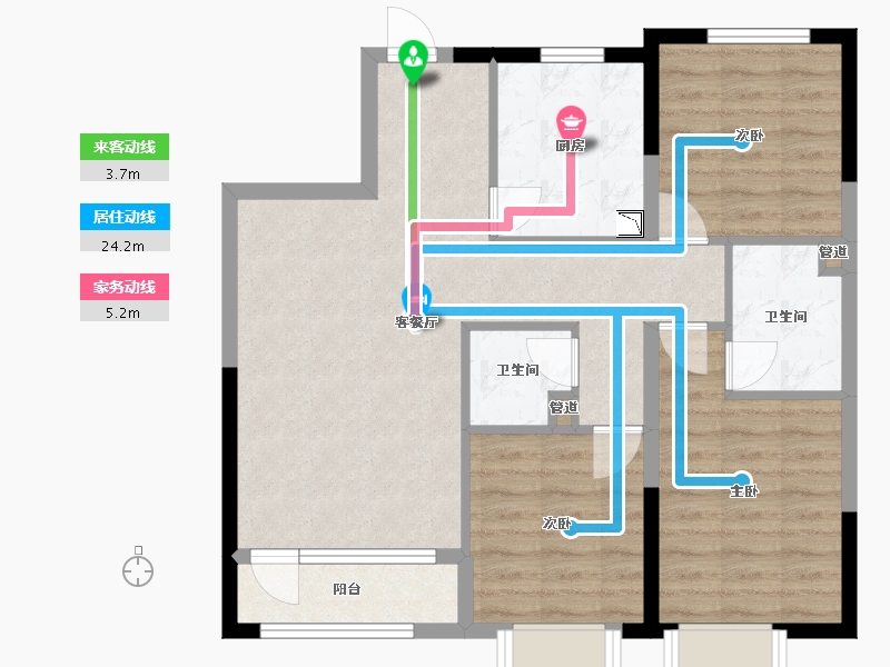 辽宁省-沈阳市-保利达翠堤湾109㎡户型109m²-79.12-户型库-动静线