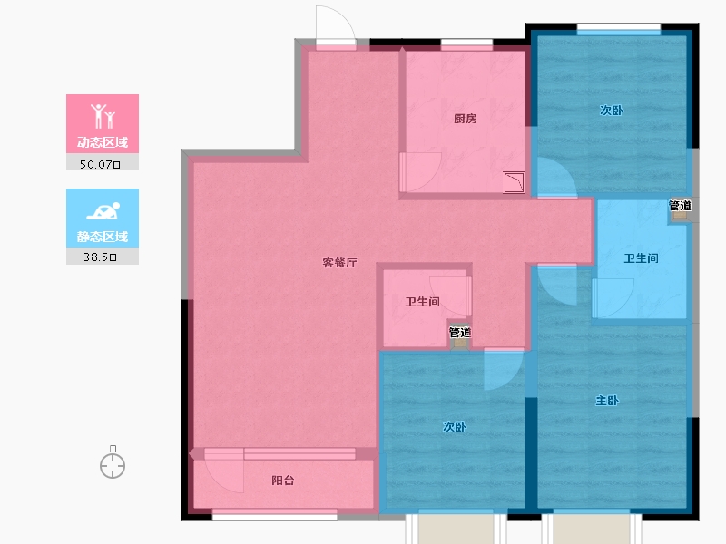 辽宁省-沈阳市-保利达翠堤湾109㎡户型109m²-79.12-户型库-动静分区