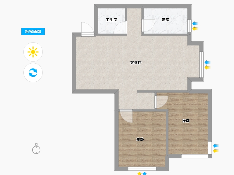 辽宁省-沈阳市-保利达翠堤湾78㎡户型78m²-59.18-户型库-采光通风