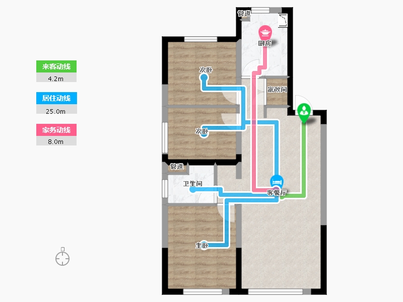 辽宁省-沈阳市-保利天汇1号楼A户型95m²-69.49-户型库-动静线