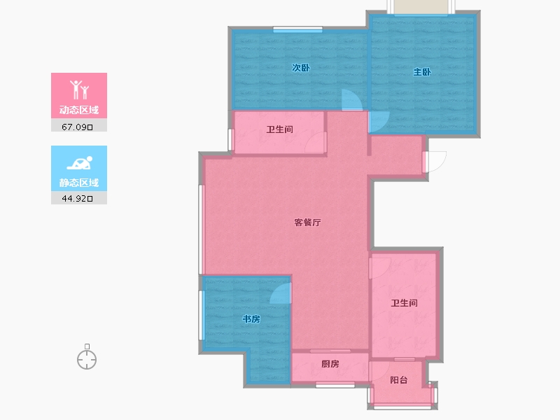 辽宁省-沈阳市-惠民馨苑128平户型128m²-102.40-户型库-动静分区