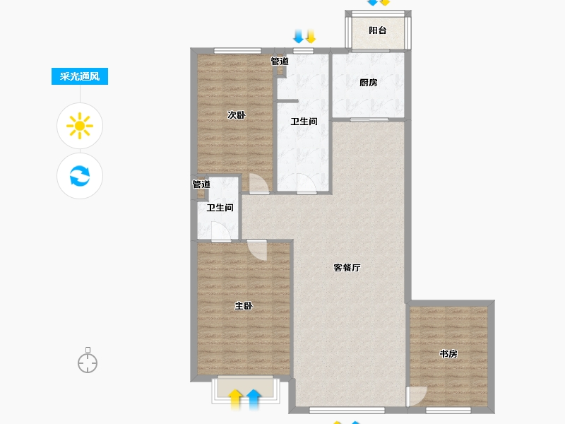 辽宁省-沈阳市-惠民馨苑148平户型148m²-118.40-户型库-采光通风