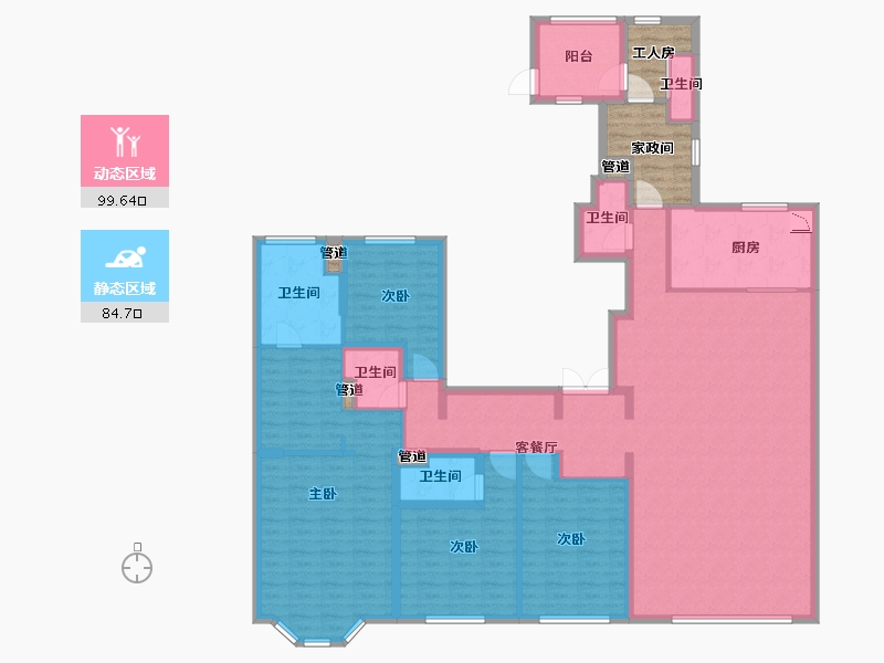 辽宁省-沈阳市-金地宸颂万寿寺街15号（1号楼）232m²-176.53-户型库-动静分区