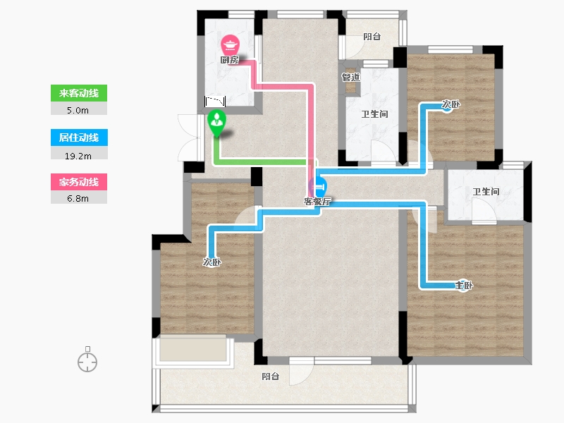 辽宁省-沈阳市-金地艺华年高官台东街(2,3,6,5,4)号楼129m²-106.79-户型库-动静线