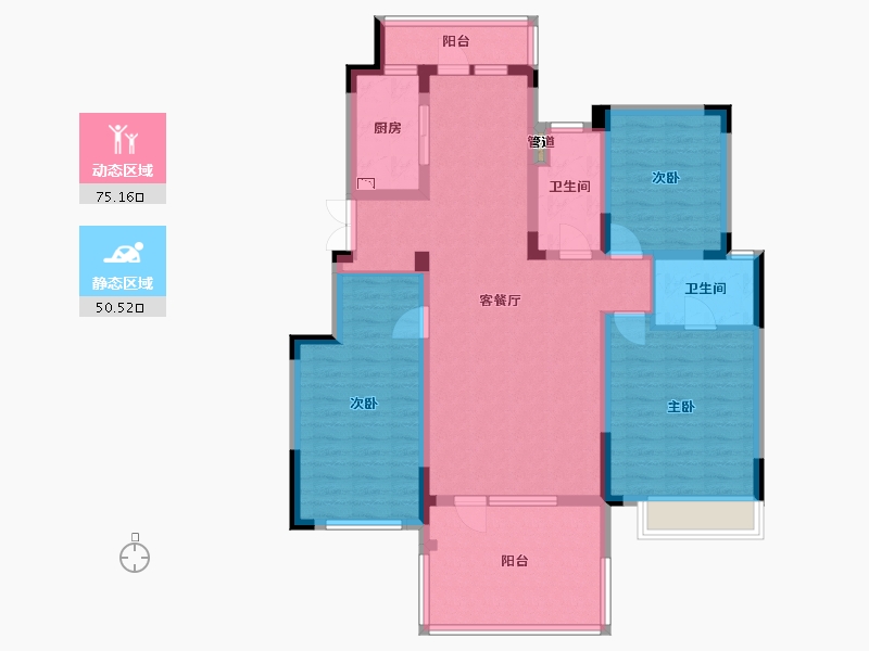 辽宁省-沈阳市-金地艺华年高官台东街(2,3,6,7,5,4)号楼133m²-111.91-户型库-动静分区