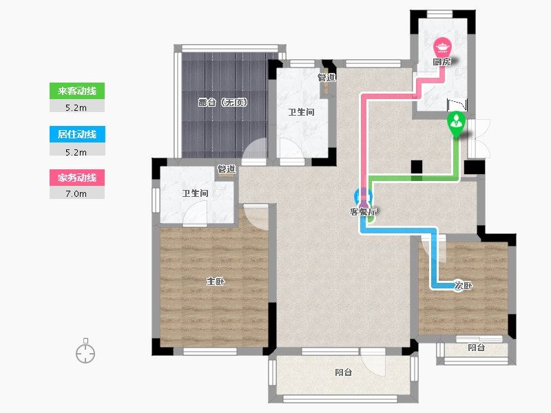 辽宁省-沈阳市-金地艺华年高官台东街(2,3,6,18,5)号楼107m²-93.14-户型库-动静线