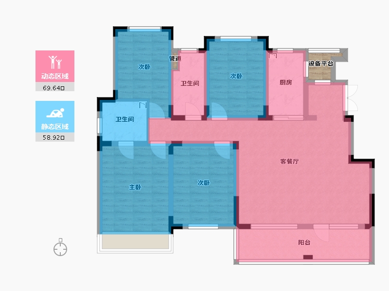 辽宁省-沈阳市-金地艺华年高官台东街(2,6,7,5,13)号楼144m²-115.56-户型库-动静分区