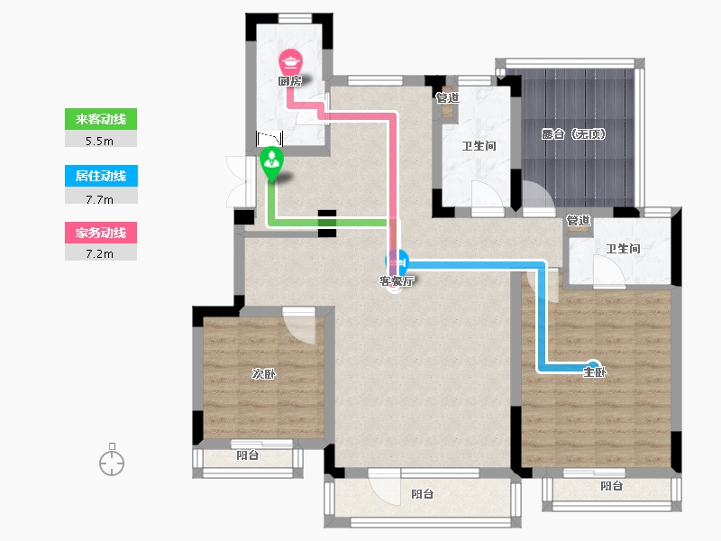 辽宁省-沈阳市-金地艺华年高官台东街(2,6,18,5,13,16)号楼111m²-98.61-户型库-动静线