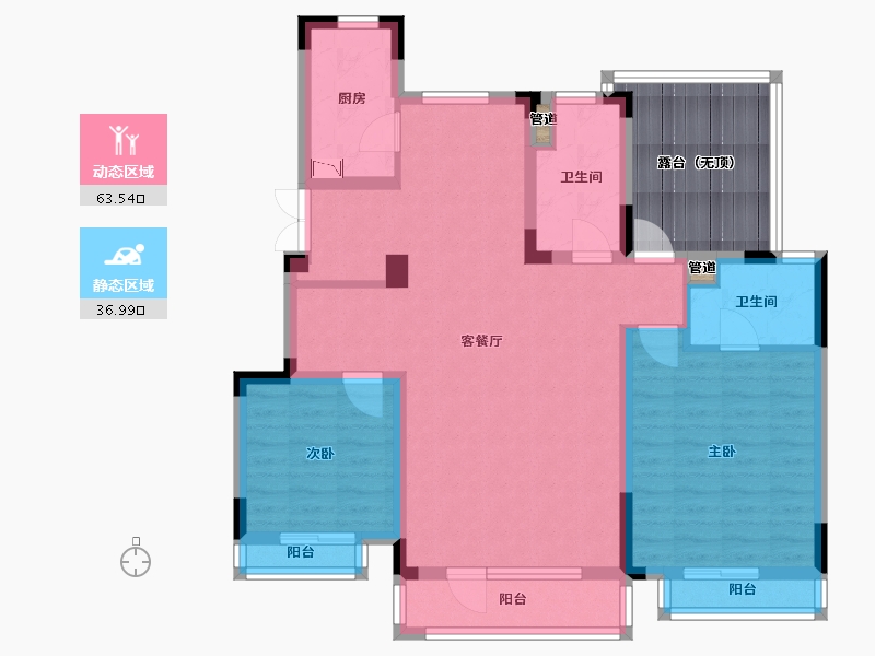 辽宁省-沈阳市-金地艺华年高官台东街(2,6,18,5,13,16)号楼111m²-98.61-户型库-动静分区