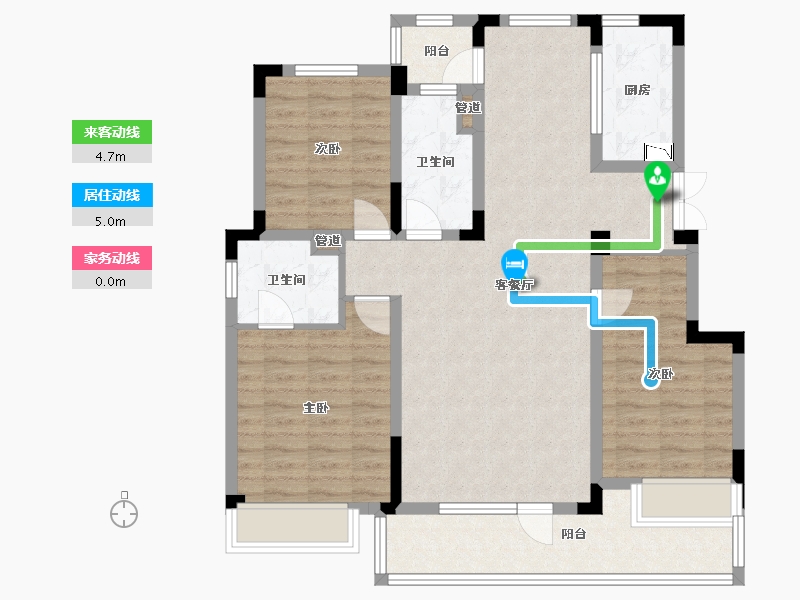 辽宁省-沈阳市-金地艺华年高官台东街(5,16)号楼122m²-102.39-户型库-动静线