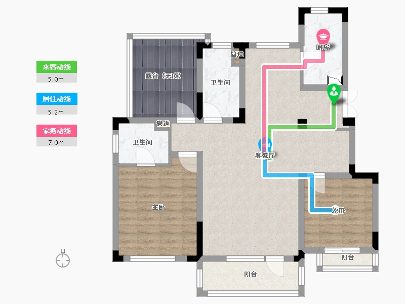 辽宁省-沈阳市-金地艺华年高官台东街(3,4,14,15)号楼104m²-91.29-户型库-动静线