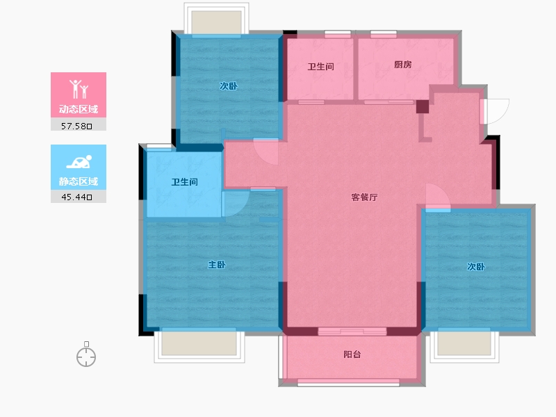 江苏省-苏州市-水月源岸21洋房,20洋房Y2户型115m²-92.15-户型库-动静分区