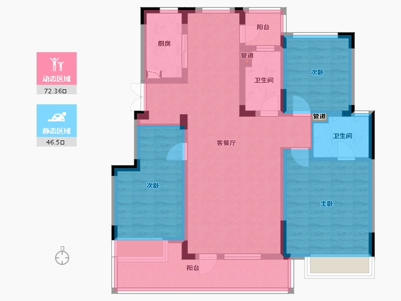 辽宁省-沈阳市-金地艺华年高官台东街(3,5,4,14,15)号楼126m²-104.98-户型库-动静分区