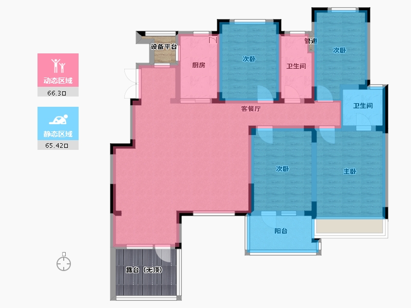 辽宁省-沈阳市-金地艺华年高官台东街(7,9,8,11,10)号楼148m²-126.33-户型库-动静分区