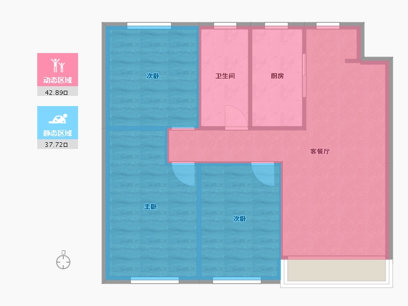 辽宁省-沈阳市-金地艺华年高官台东街(B9,B10,B12)号楼110m²-73.54-户型库-动静分区