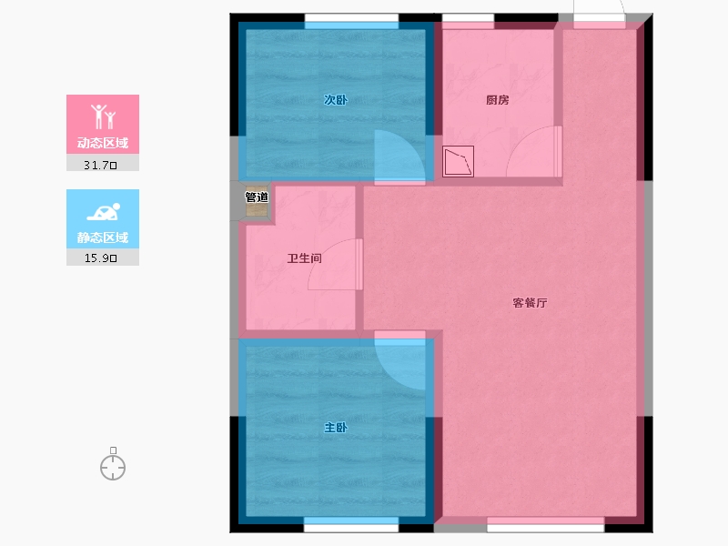 辽宁省-沈阳市-锦城邻里金家街（2，3，1）号楼67m²-41.94-户型库-动静分区