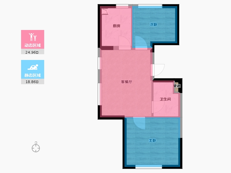 辽宁省-沈阳市-锦城邻里金家街（5,6,9）号楼61m²-38.86-户型库-动静分区