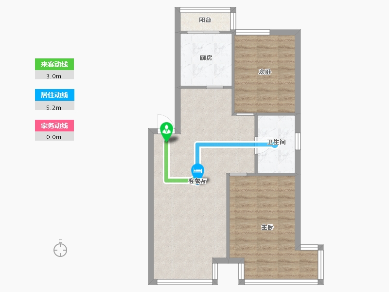 辽宁省-沈阳市-锦城邻里金家街98-1号（4）83m²-66.41-户型库-动静线