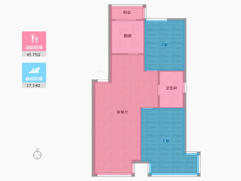 辽宁省-沈阳市-锦城邻里金家街98-1号（4）83m²-66.41-户型库-动静分区