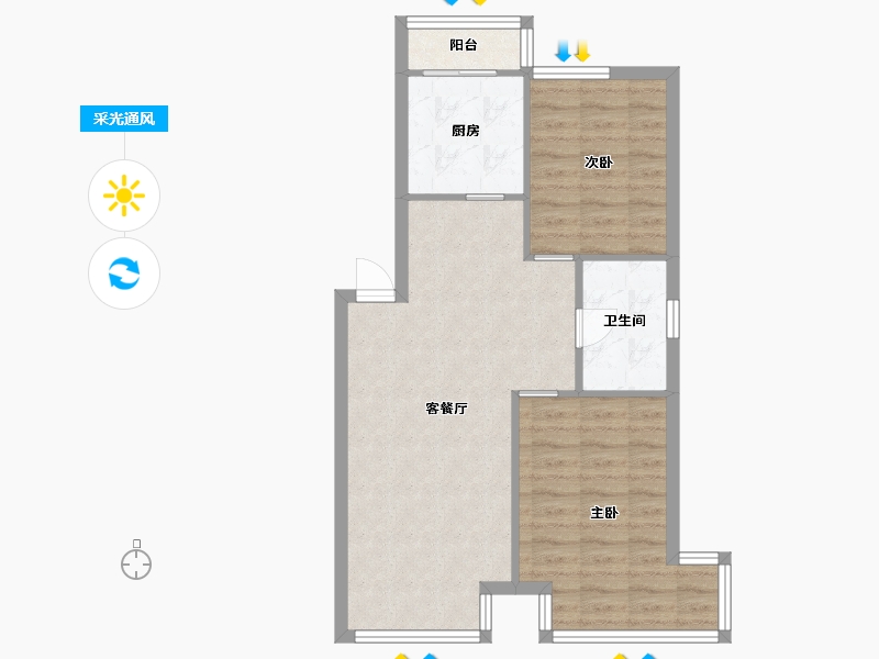 辽宁省-沈阳市-锦城邻里金家街98-1号（4）83m²-66.41-户型库-采光通风