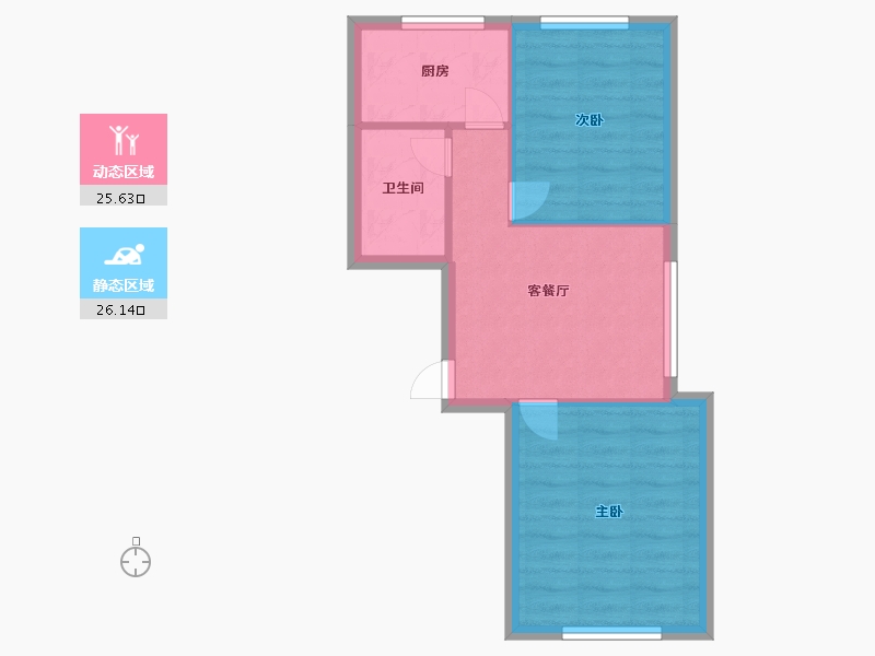 辽宁省-沈阳市-锦城邻里金家街100号（2）58m²-46.40-户型库-动静分区