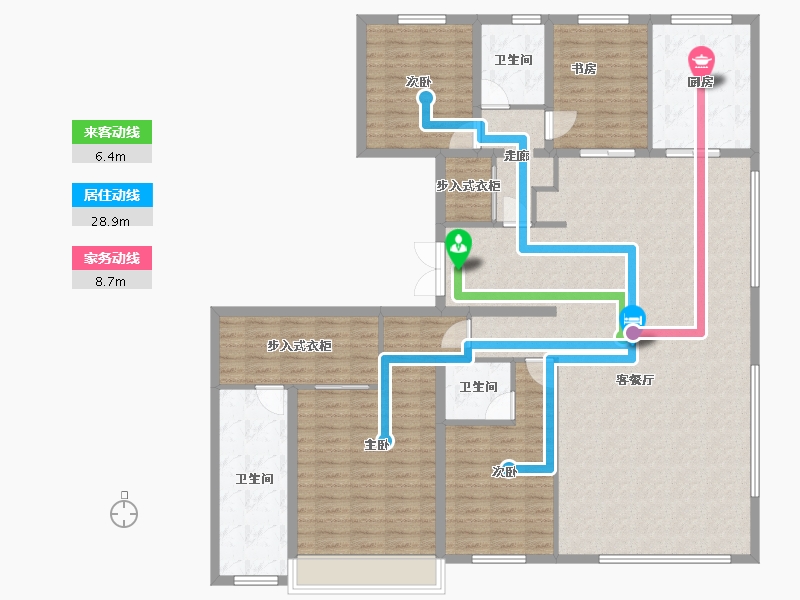 辽宁省-沈阳市-龙湖天奕文化路88-3号（G3号楼）220m²-166.40-户型库-动静线