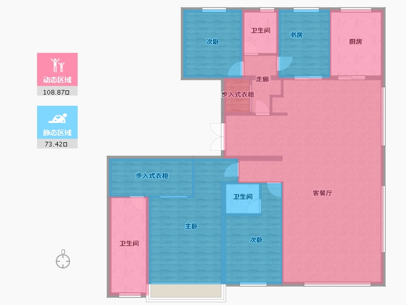 辽宁省-沈阳市-龙湖天奕文化路88-3号（G3号楼）220m²-166.40-户型库-动静分区