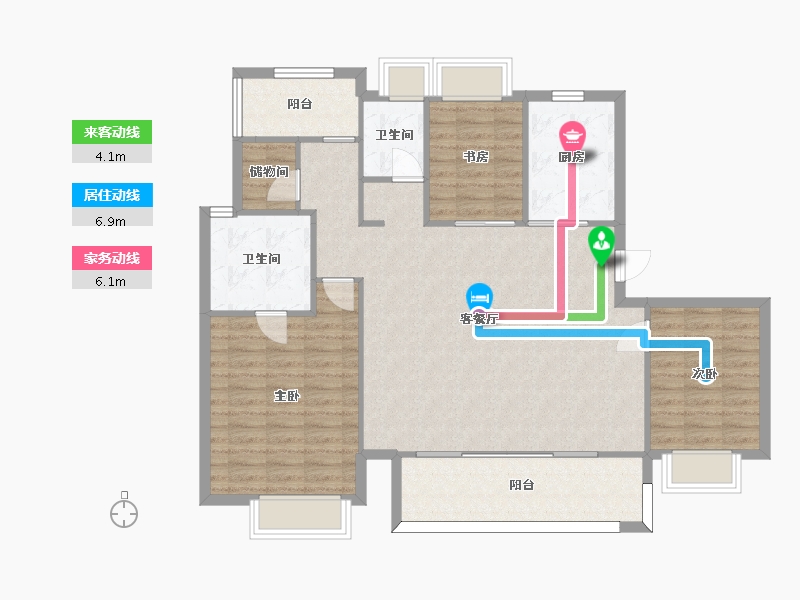 江苏省-苏州市-万科瑧望140㎡-112.80-户型库-动静线