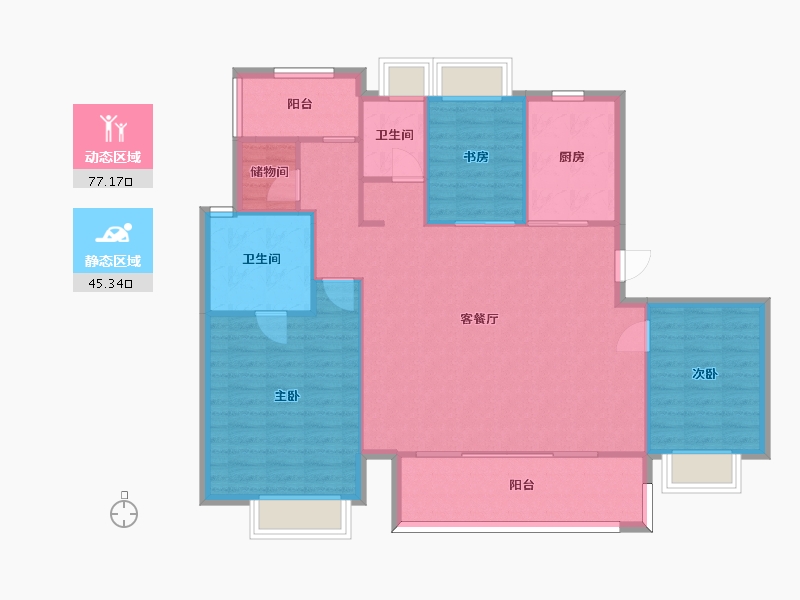 江苏省-苏州市-万科瑧望140㎡-112.80-户型库-动静分区