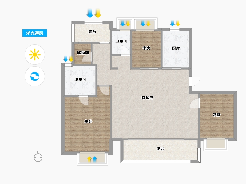 江苏省-苏州市-万科瑧望140㎡-112.80-户型库-采光通风