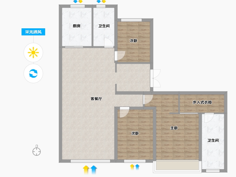 辽宁省-沈阳市-龙湖天奕文化路88-2号（G2号楼）170m²-117.45-户型库-采光通风