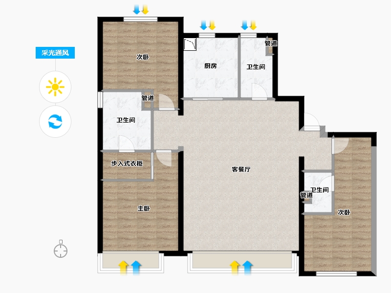 辽宁省-沈阳市-美的君兰江山惠工街（4,5,6）号楼180m²-120.11-户型库-采光通风